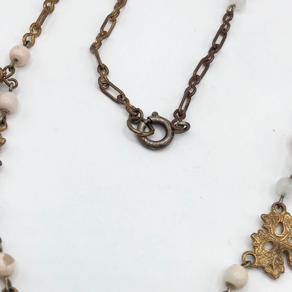 Antique White Grape Vine Leaves Sterling Silver Necklace - Picture 5 of 5